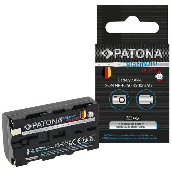 Patona Acumulator PATONA Platinum 3350mAh cu intrare USB-C pentru Sony NP-F550 F330 F530 F750 F930 F920 -1375