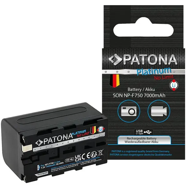 Patona Acumulator Patona Platinum 7000mAh cu intrare USB-C pentru Sony NP-F750 F330 F530 F550 F930 F920 -1376