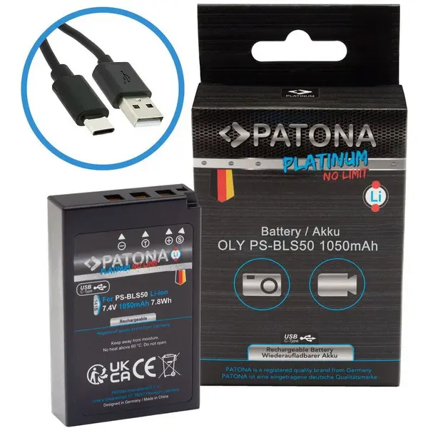 Patona Acumulator Patona Platinum BLS5 BLS-5 E-P3 E-PL2 PEN E-PL3 E-PM1 Olympus
