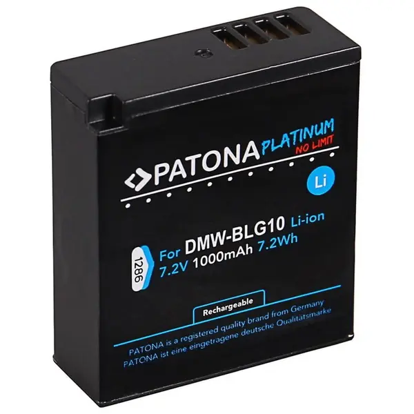 Patona Acumulator Patona Platinum DMW-BLG10, DMW-BLE9, DMC-GF3, DMC-LX85, DMC-LX100 1000mAh replace Panasonic-1286