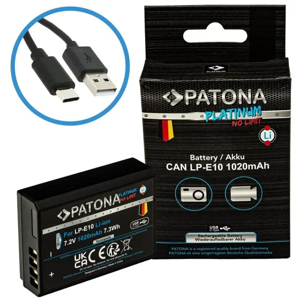 Patona Acumulator Patona Platinum LP-E10 1020mAh replace Canon PE10 EOS1100D EOS 1100D-1404