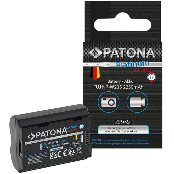 Patona Acumulator Patona Platinum NP-W235 2250mAh cu USB-C pentru FujiFilm X-T4 XT4-1371