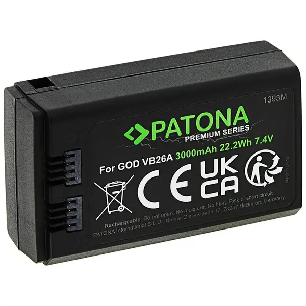 Patona Acumulator Patona Premium compatibil Godox VB26, 3000mAh, Negru