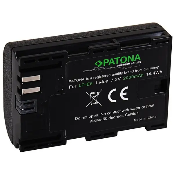Patona Acumulator Patona Premium LP-E6 2000mAh compatibil Canon EOS 5D Mark II III IV 7D 60D 70D 80D 6D 5D-1212