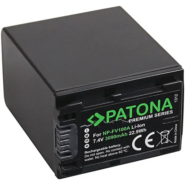 Patona Acumulator Patona Premium NP-FV100 3090mAh compatibil Sony DCR-DVD DCR-HC DCR-SR - 1312