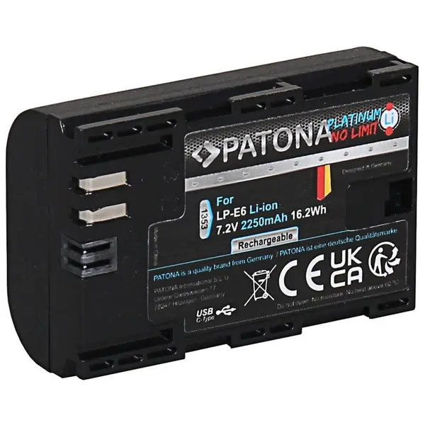 Patona Acumulator Patona Protect LP-E6 2250mAh compatibil Canon EOS 5D Mark II III IV 7D 60D 70D 80D 6D 5D