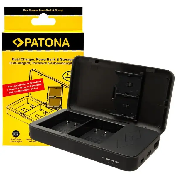 Patona Incarcator Patona Dual DMW-BLK22 cu functie Power Bank si spatiu pentru 2x carduri SD 1723