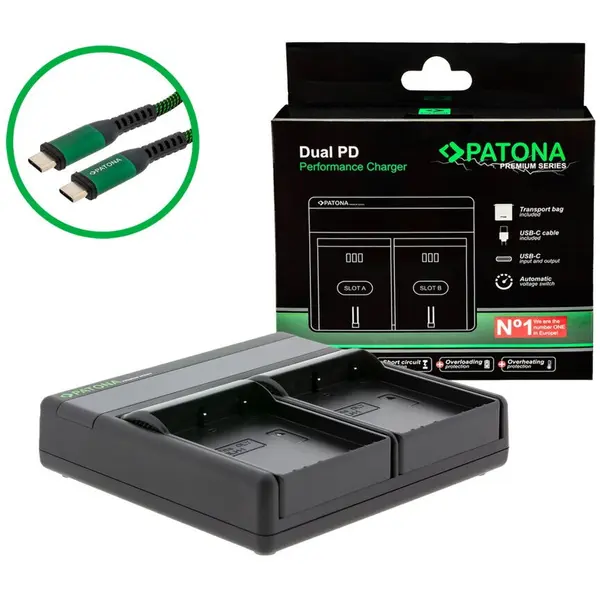 Patona Patona Premium Dual PD Performance incarcator pentru Olympus BLH-1 incl. USB-C input/output