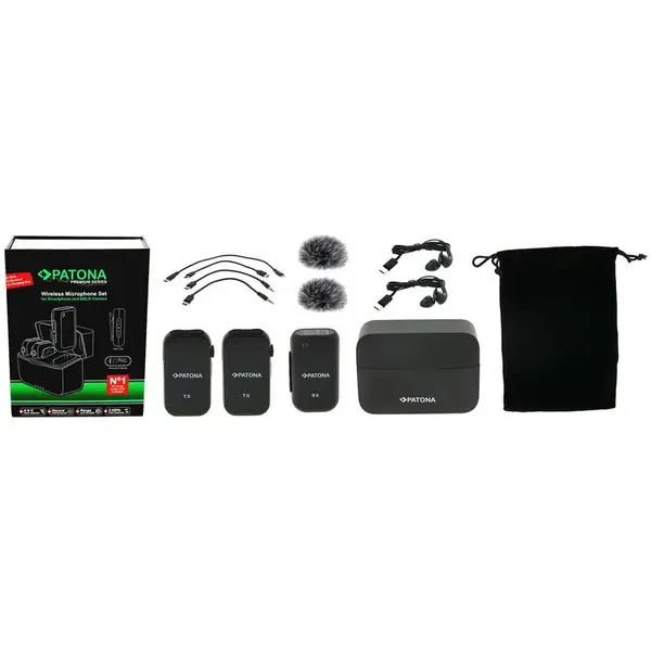 Patona Sistem de microfon wireless premium Patona pentru telefoane inteligente si camere DSLR- 9877