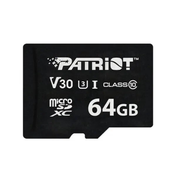 Patriot Card de memorie MicroSDXC Patriot VX Series, 64GB, V30 Class 10 UHS-I U3, rezistent la apa, negru