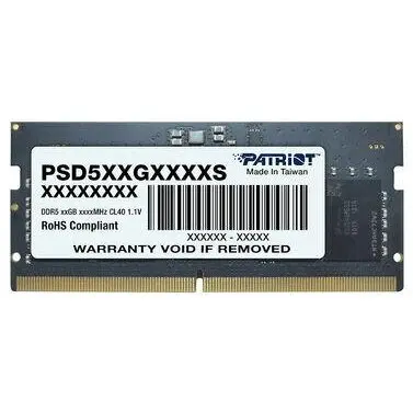 Patriot Signature Line SODIMM, DDR5 Non-ECC, 8GB, 5600MT/s, C46, Negru
