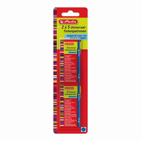 Patroane cerneala mari, 10buc/blister, albastre, Herlitz