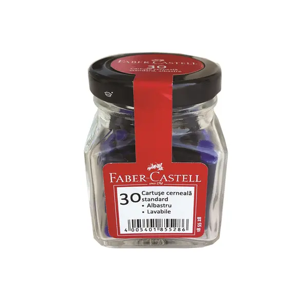 Patroane cerneala mici, 30 buc/borcan, albastre, Faber-Castell