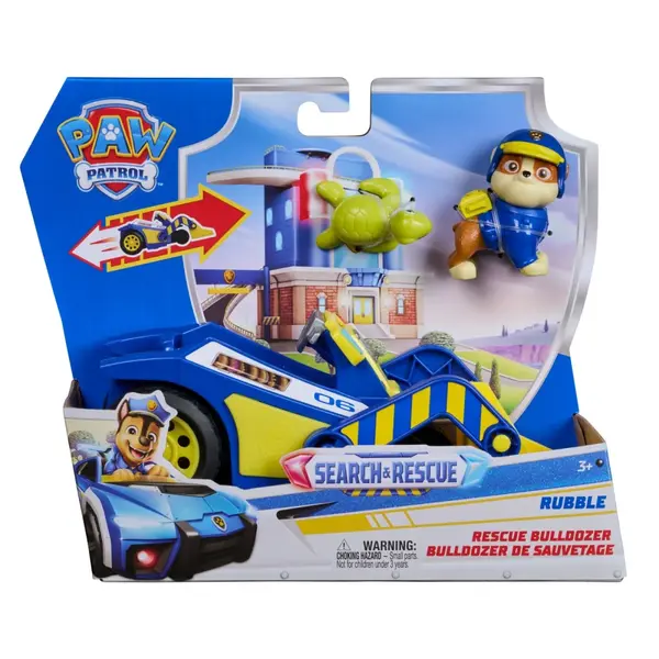 PATRULA CATELUSILOR CAUTARE SI SALVARE SET FIGURINA RUBBLE SI VEHICUL BULDOZER
