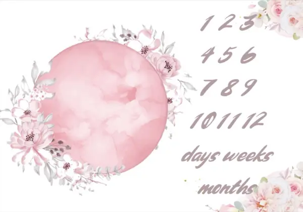 Pătură decorativă pentru fotografii Milestone - Luna, 75 x 100 cm, roz