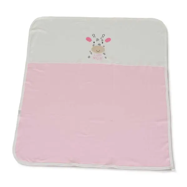 Patura din bumbac pentru bebelusi 90 x 100 cm Girafa Roz