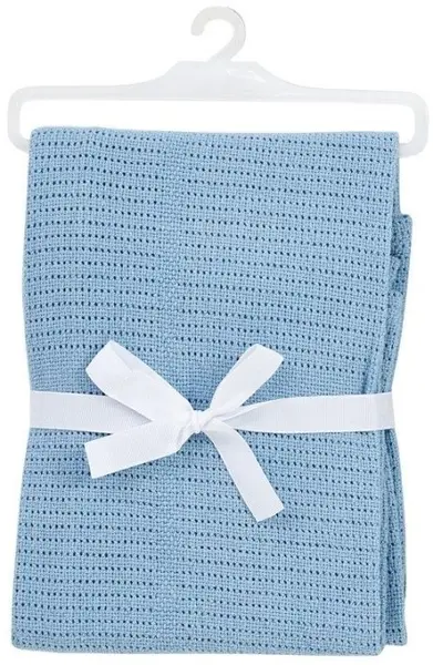 Patura din bumbac tricotata Baby Dan - Dusty Blue, 75 x 100 cm