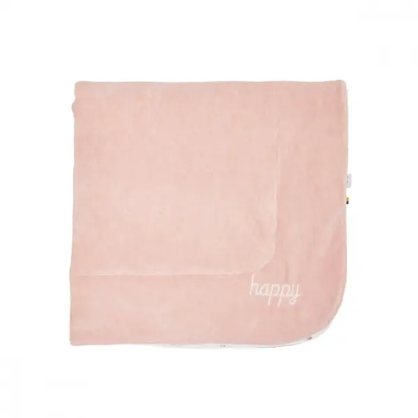 Patura din velur Cotton Twins Happy 90x90 cm roz
