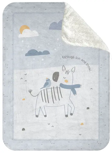Pătură pentru copii Sherpa KikkaBoo - Stripy Friends, 80 x 110 cm