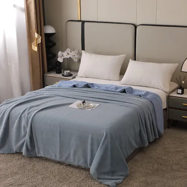 Patura Premium, 200x230cm, cu Blanita Shorthair si Cocolino, cu Fermoar, Bleu – Lux, Caldura & Versatilitate!