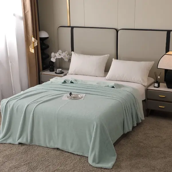 Patura Premium, 200x230cm, cu Blanita Shorthair si Cocolino, cu Fermoar, Menta – Lux, Caldura & Versatilitate!