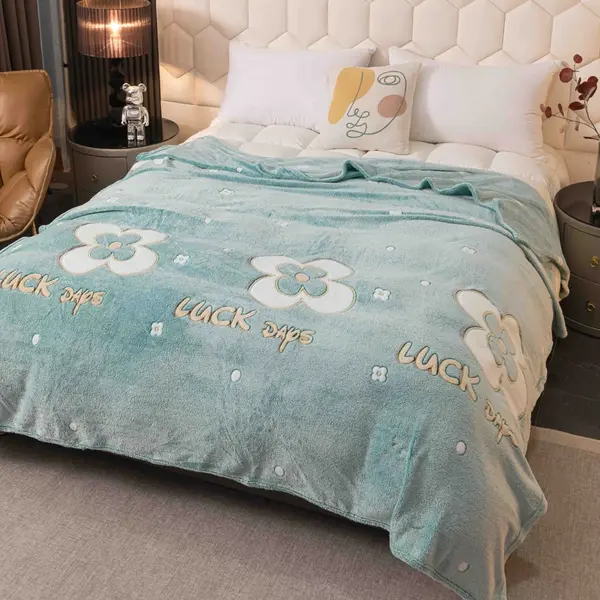 Patura Pufoasa CoCoLiNo, Jojo Home, 200x230cm, Aqua, Flori