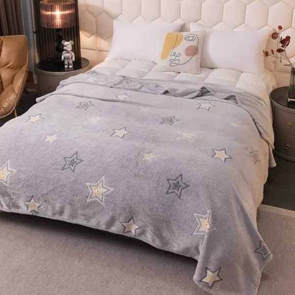 Patura Pufoasa CoCoLiNo, Jojo Home, 200x230cm, Gri, stelute