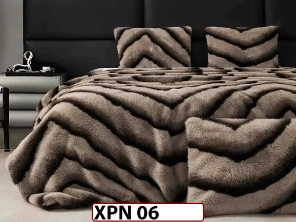 Patura Pufoasa din Blanita Artificiala de Nurca cu fermoar din 3 piese- XPN06