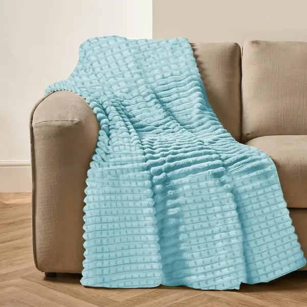Patura super pufoasa Baycal Jo-jo, 200 x 230 cm, Albastru Bleu