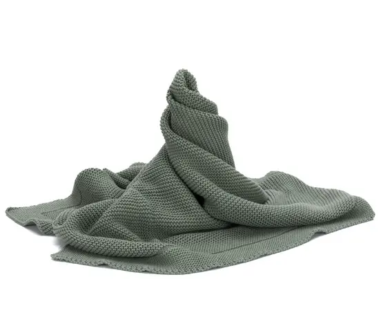 Patura tricotata din bumbac organic Fillikid Green 80x100 cm