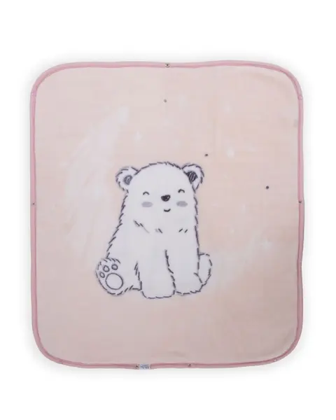 Paturica de infasat bebelusi Baby Wrap Polar Bear Pink multifunctionala,inchidere cu capse si fermoar,material premium,dimensiune 80x90 cm