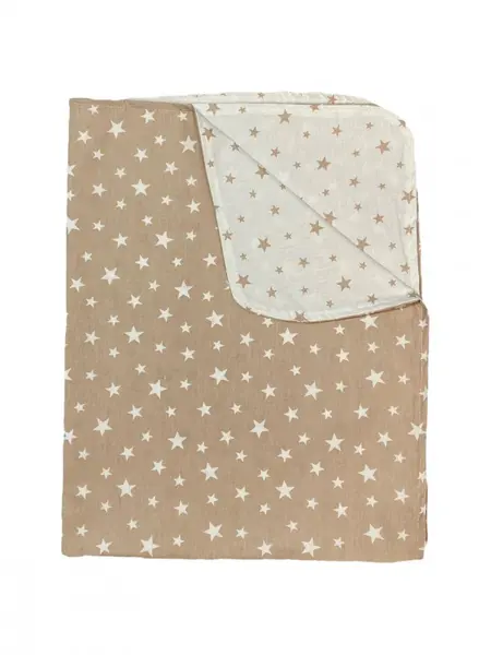 Paturica din panza de bumbac bebelusi 78x98 cm stelute bej