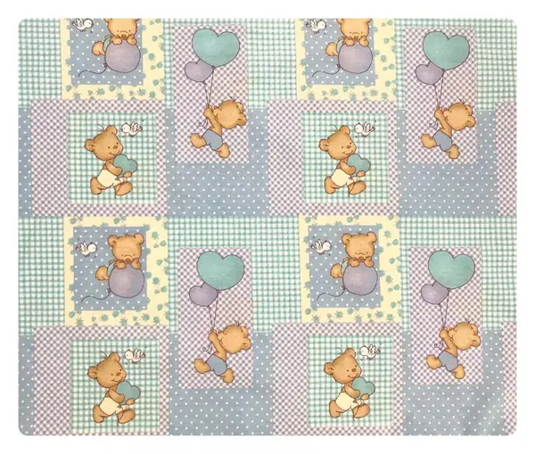 Paturica dubla de vara bebelusi DeLuxe 98x78 cm ursuleti pe albastru