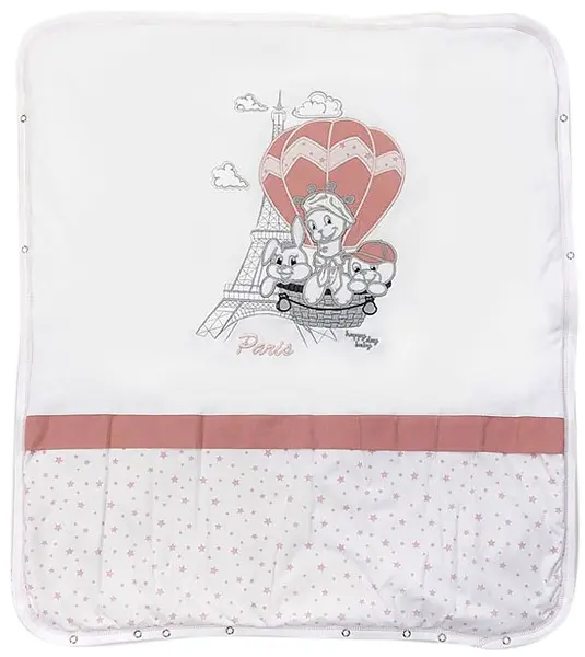 Paturica groasa de bumbac pentru bebelusi Bambino Casa - Paris, Rosa, 80 х 85 cm