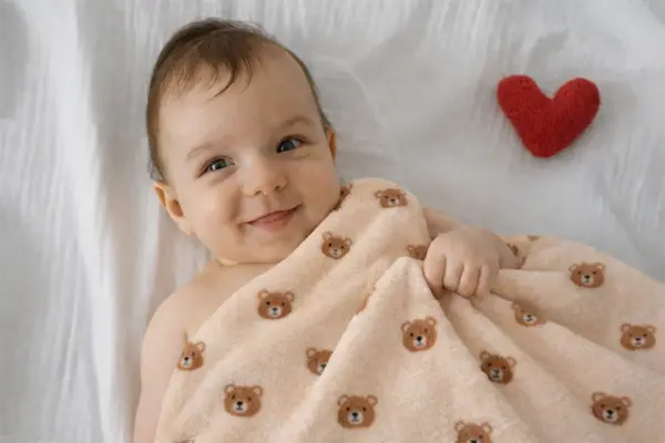 Păturică groasă Ursuleți, fleece, 90x70 cm, TWINDECO Teddy Bear blanket