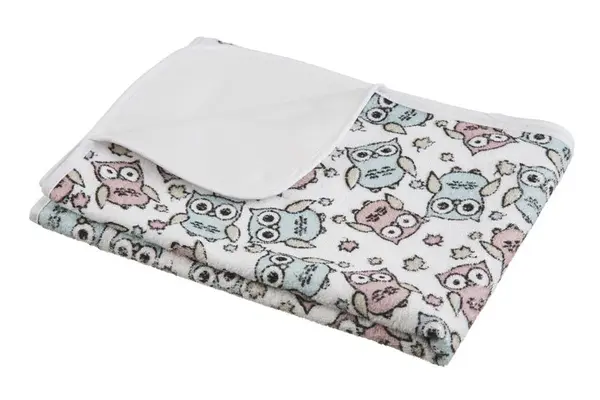 Paturica impermeabila pentru schimbat scutece Akuku 50x70cm Owls, suprafata din bumbac terry