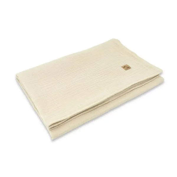 Paturica moale, Qmini, 75x100 cm, Din muselina dubla, Warm Beige