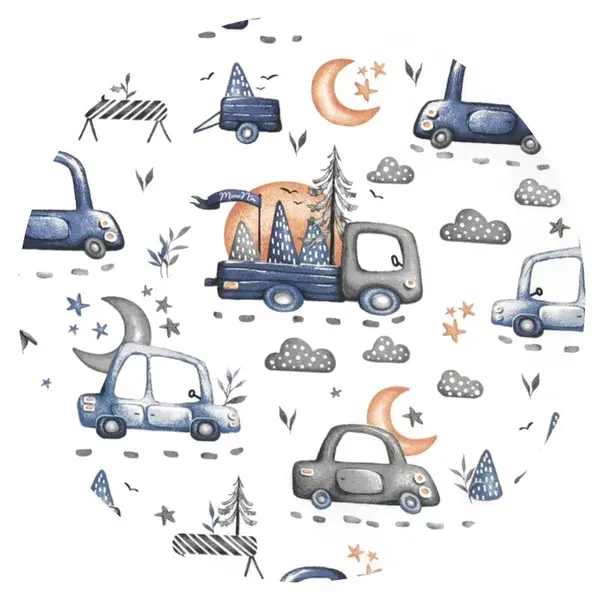 Paturica pentru scoica si carucior MimiNu cu gluga si urechi 90x90 cm Cars Blue