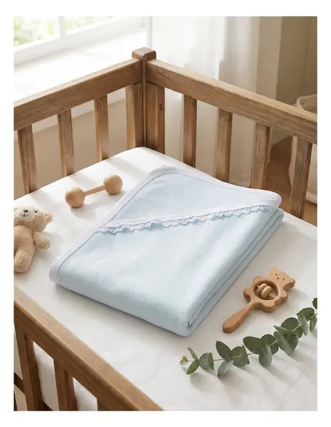 Păturică polar albastră pentru bebeluși MiniKids, 75x75 cm