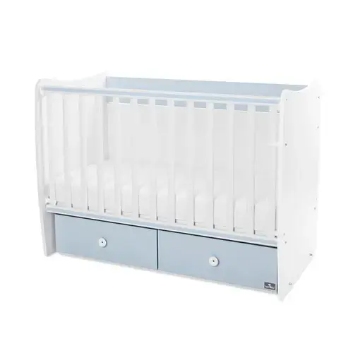 Patut balansoar Lorelli Matrix, 60 x 120 cm, transformabil, Alb/Albastru