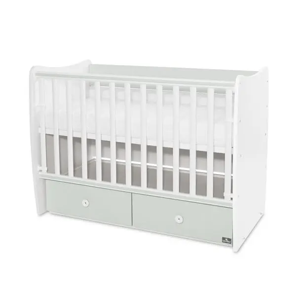 Patut balansoar Lorelli Matrix White Milky Green, transformabil, 60x120 cm