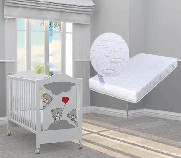 Pătuț Bambino Casa - Tre Orsetti Rosso + cadou saltea Primavera Baby Luxe