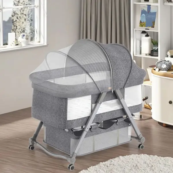 Patut bebelusi multifunctional – Portabil, Pliabil, cu Roti, cu Saltea, Nou-Nascuti
