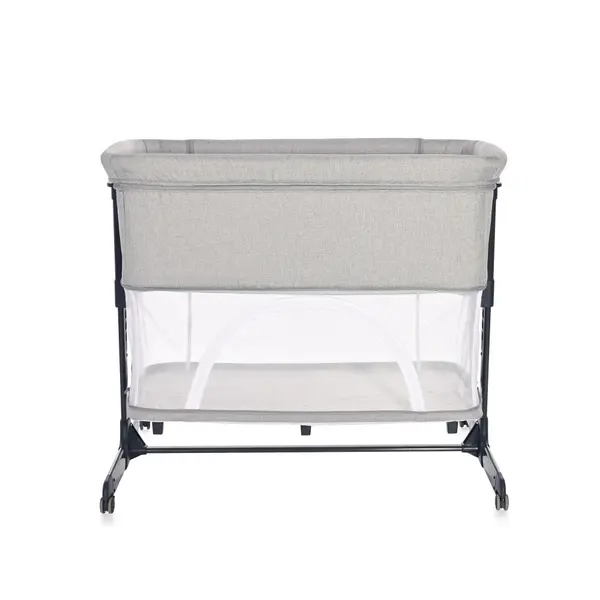 Patut Co-Sleeper Lorelli Milano Grey pliabil, cu roti blocabile, 2 picioare telescopice, laterala cu fermoar, inaltime reglabila, pozitie anti-reflux