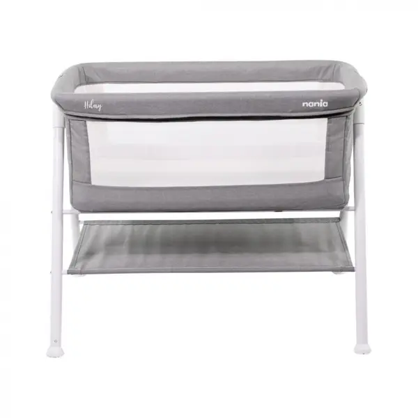 Patut co-sleeper Nania Hilary Grey cu spatiu depozitare, salteluta inclusa, greutate maxim sustinuta 9 kg