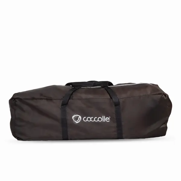 Patut Coccolle Siesta Albastru pliabil cu bara cu jucarii, masuta de infasat, saltea, usita de acces cu fermoar