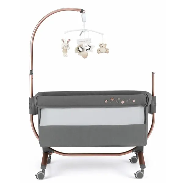 Patut Cullami Gri Copie co-sleeper 2 in 1 cu laterala culisanta, inaltime reglabila, 2 roti cu frana, standard European EN1130, EN16890