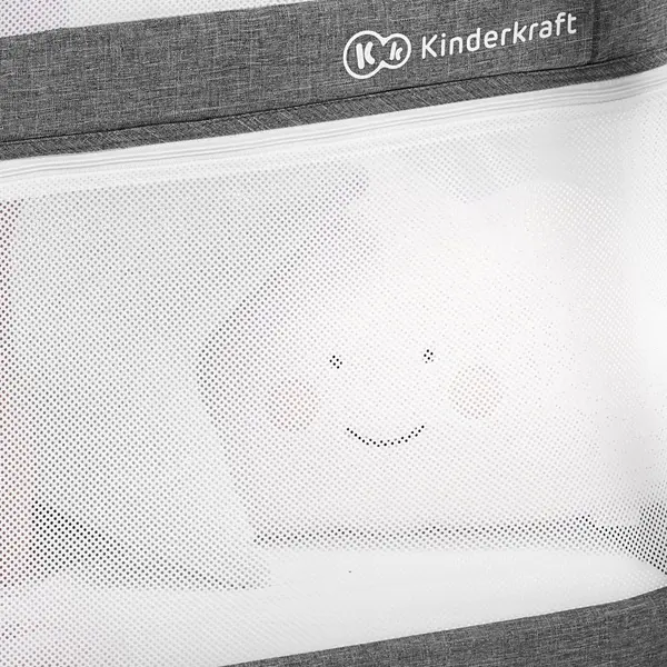 Patut de calatorie 4 in 1 Kinderkraft Sofi grey pliabil, cu 2 nivele, spatiu depozitare, functie leganare, saltea inclusa