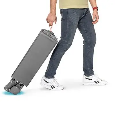 Patut de calatorie pentru copii, Kidnort Ihalig Light Gray cu geanta de transport, salteluta, usa cu fermoar si roti cu posibilitatea de blocare, dimensiune desfacut 128 x 68 x 78.5 cm
