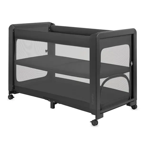 Patut multifunctional, Lionelo, Patty, 5 in 1, 0- 36 luni, Co-sleeper, Tarc de joaca, Patut de calatorie, Laterala rabatabila, 2 trepte reglare saltea, Roti, Husa transport inclusa, Gri